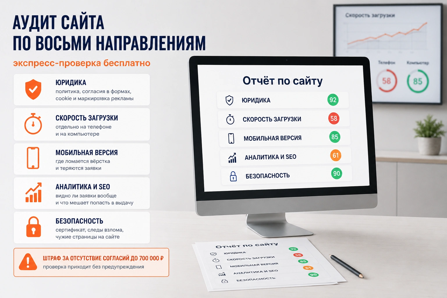 Обложка: аудит сайта по восьми направлениям