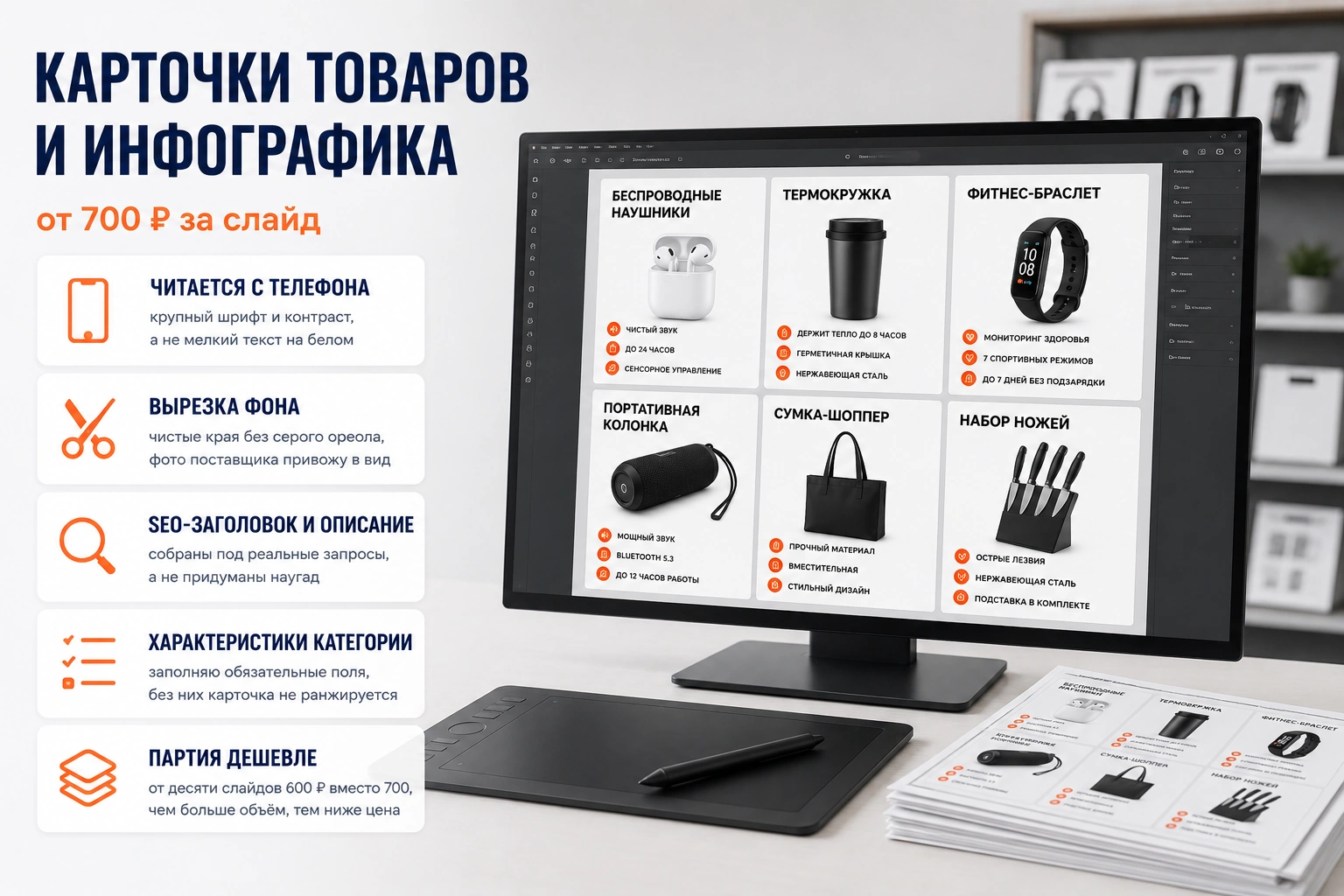 Обложка: карточки товаров и инфографика