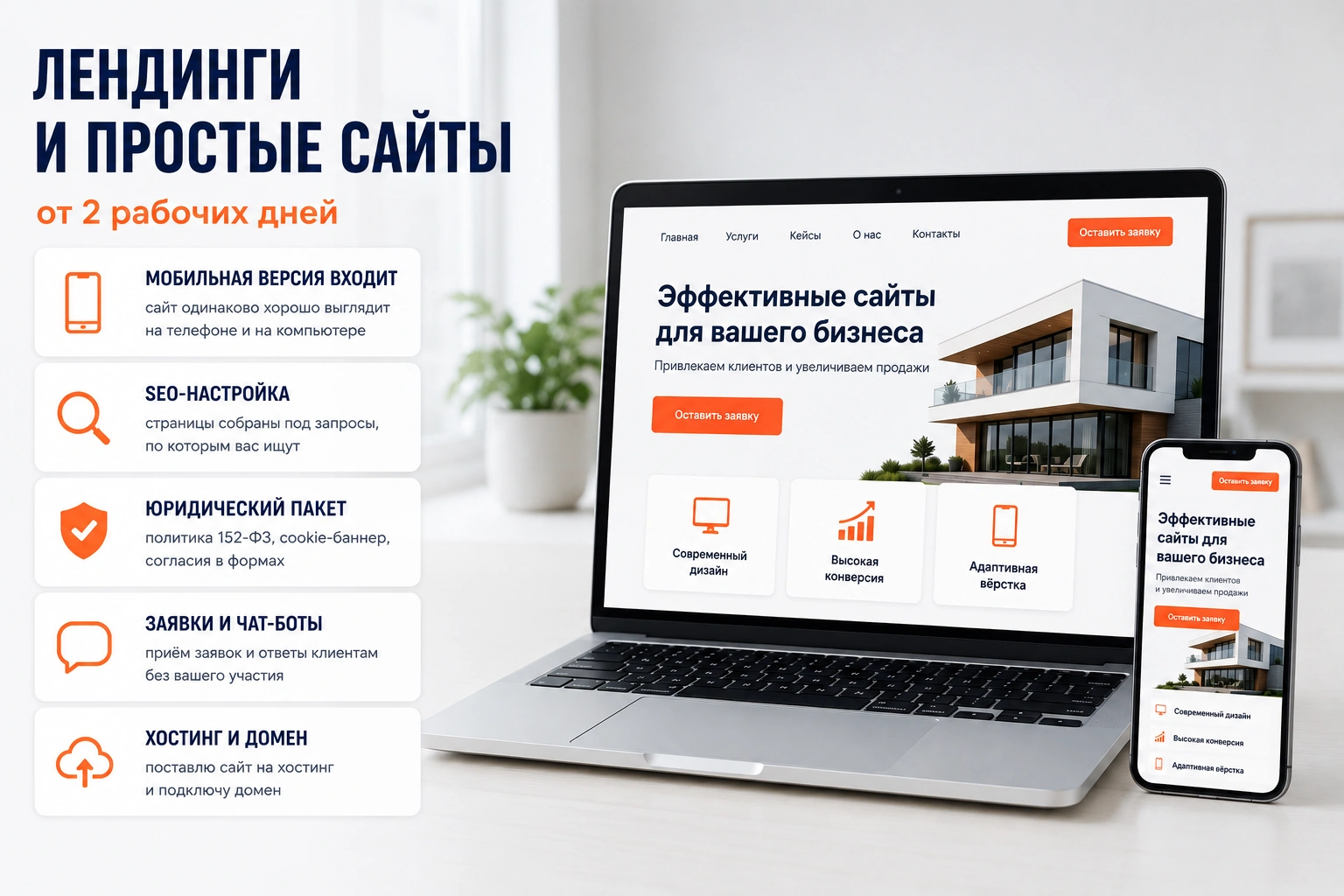 Обложка: лендинги и простые сайты